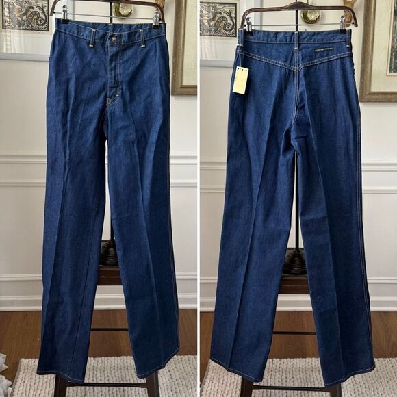 NWT NOS Vintage 70s PlushBottom Wide Leg High Rise Jeans 26 X 35 - Picture 1 of 8